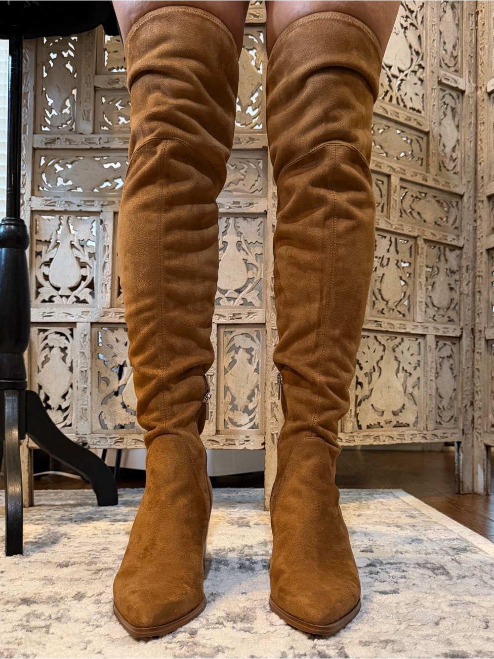 Marc Fisher Over-the-Knee Suede Boots in Caramel